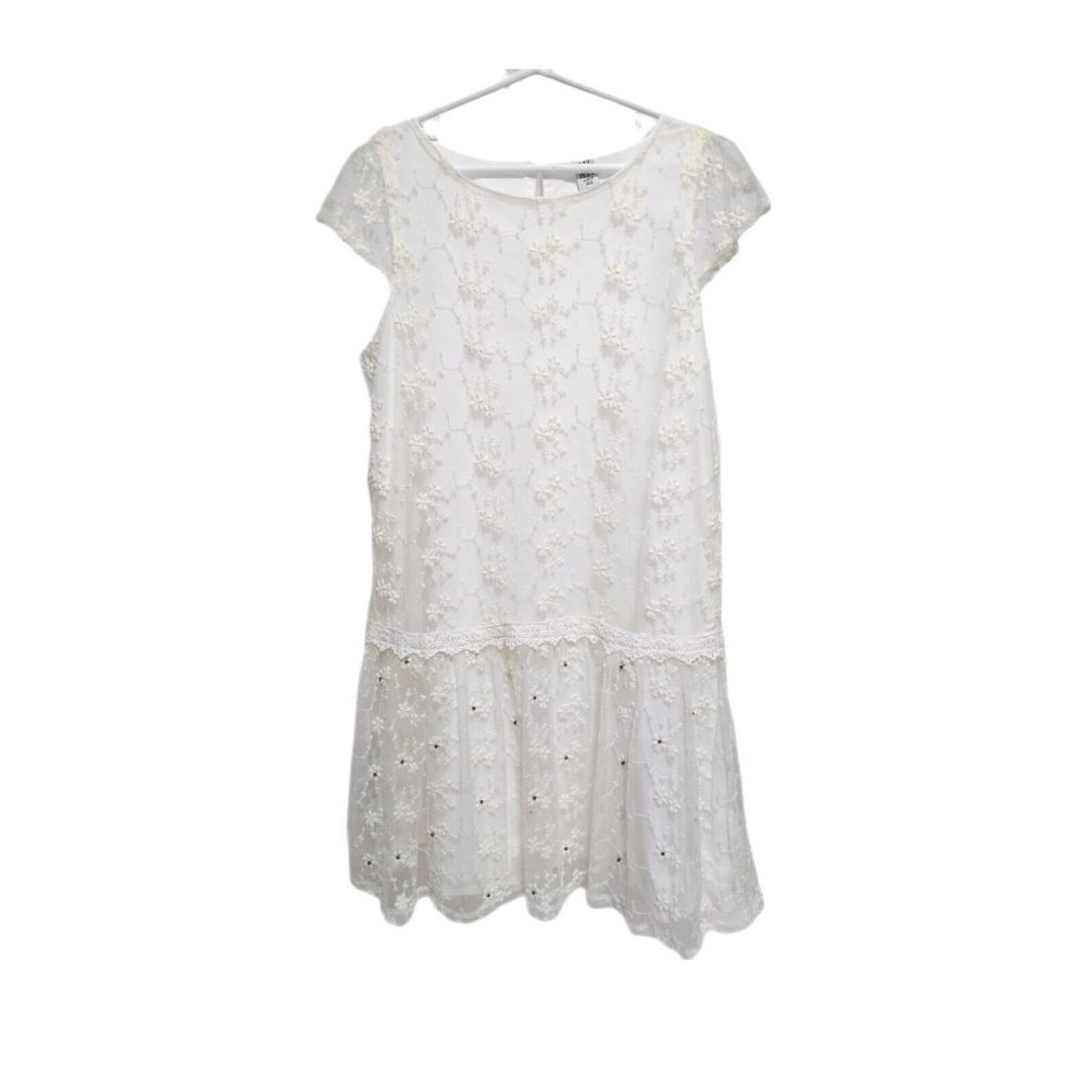 Zara Kids Cream Ivory Lace Dress 11 to 12 Beaded Drop Waist Easter Wedding